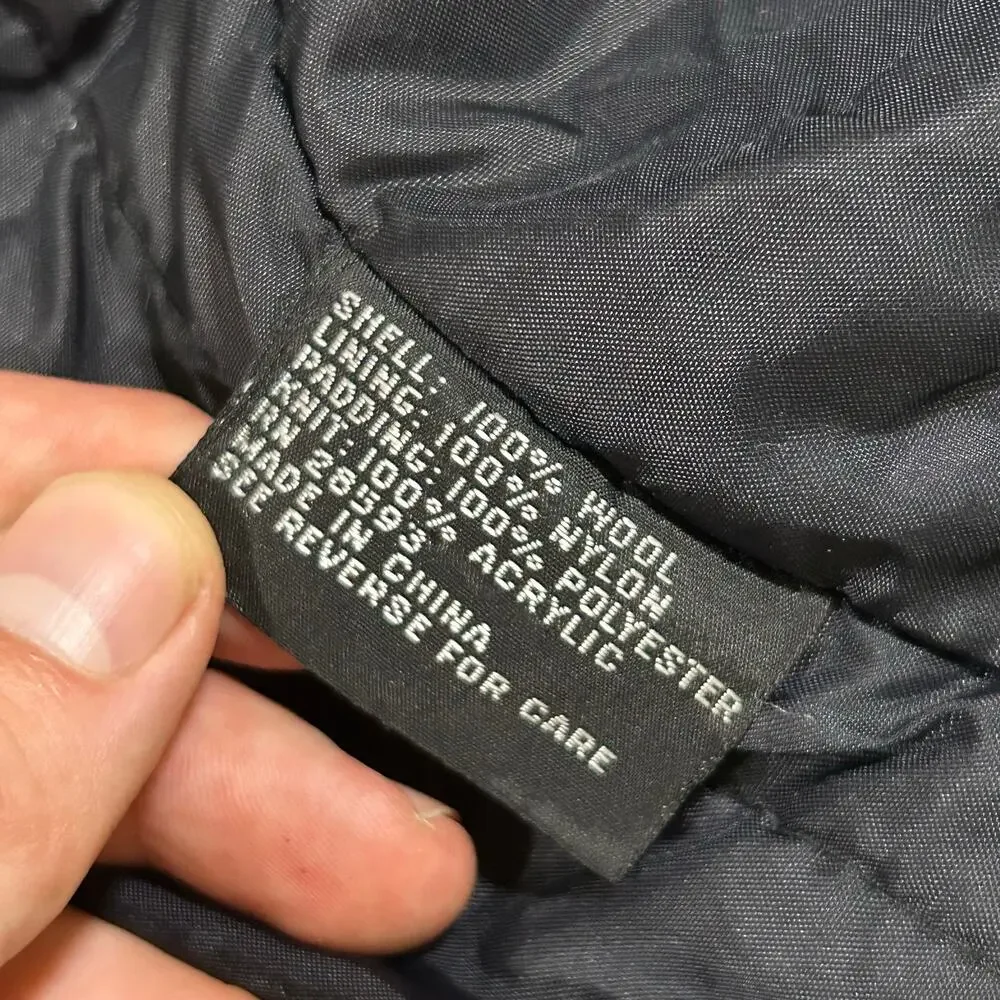 Vintage Members Only 100% Wool Bomber Jacket Mens Size 44 Charcoal Black